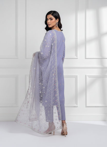 BIN SAEED Exclusive 3-Piece Suit - Luxury Embroidered Elegance
