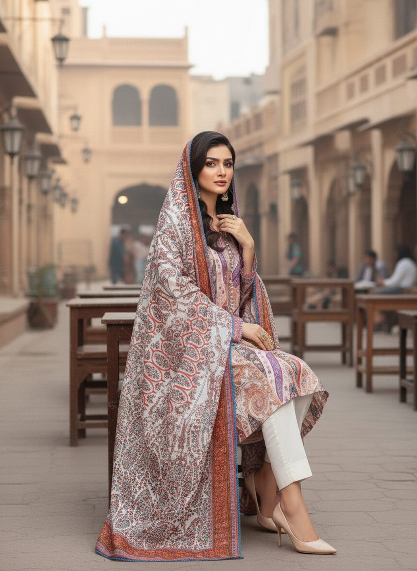 Agha Noor Pure Silk Printed 2-Piece Suit