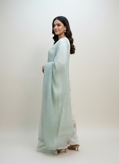 Hand-Embroidered Chiffon 2-Pc Ensemble