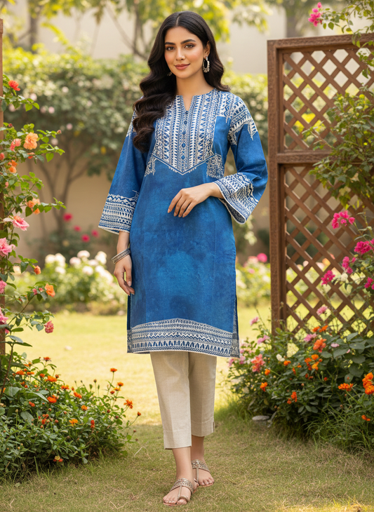 Agha Noor Azure Elegance – Digital Printed Lawn Shirt