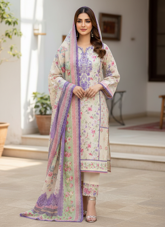 Agha Noor 2-Piece Embroidered Lawn Suit