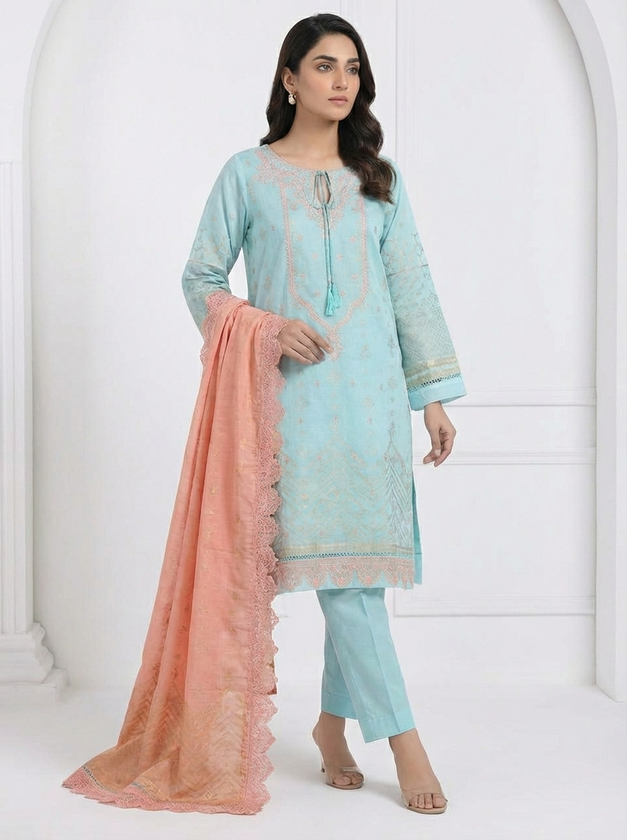 BIN SAEED Exclusive 3-Piece Festive Suit - Luxury Embroidered Elegance