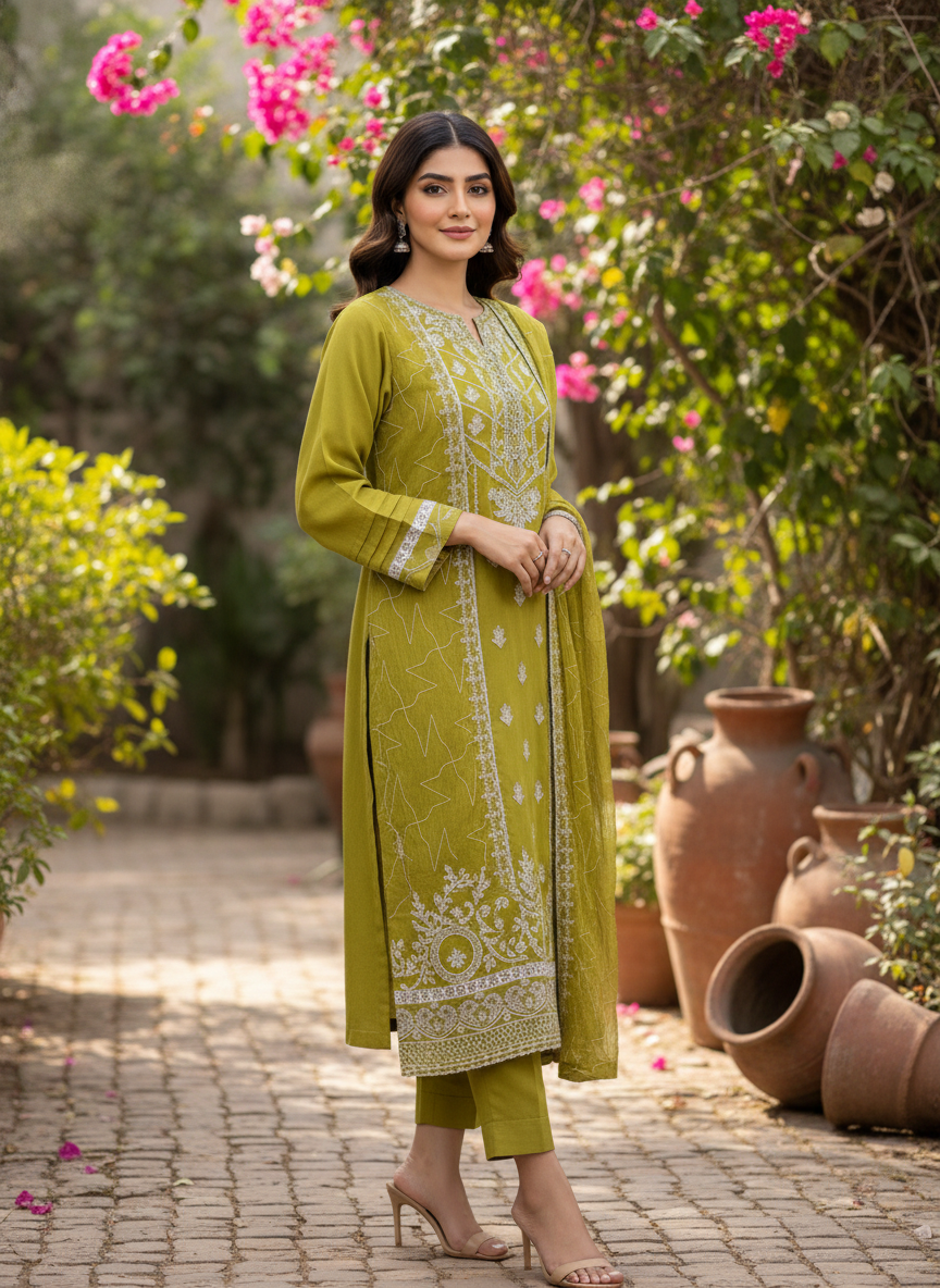 Embroidered Chiffon 2-Piece Suit