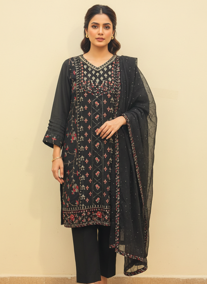 Intricately Embroidered 2-Pc Chiffon Ensemble